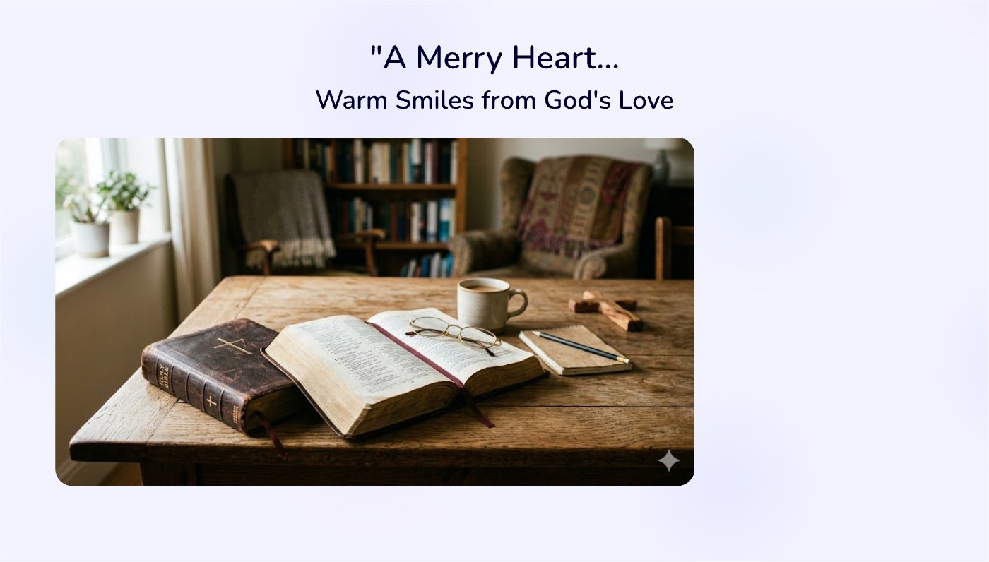 Front of the "A Merry Heart" devotional card