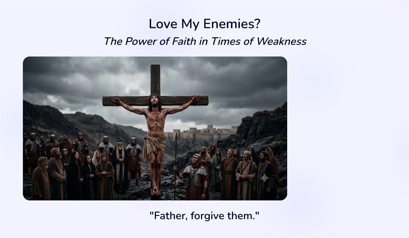 Front of the "Love My Enemies" devotional card