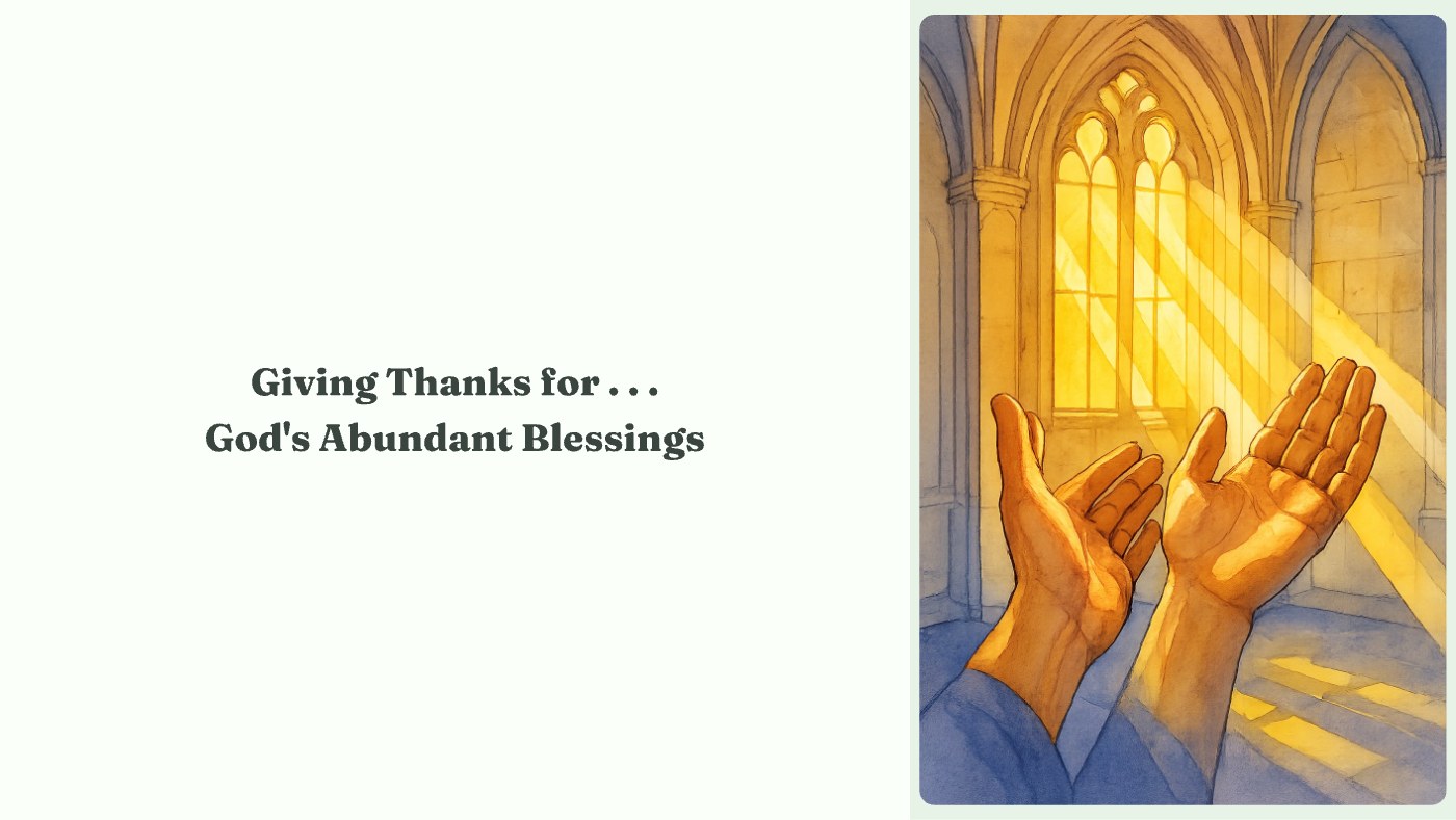 Front of the "Giving Thanks for God's Abundant Blessings" devotional card