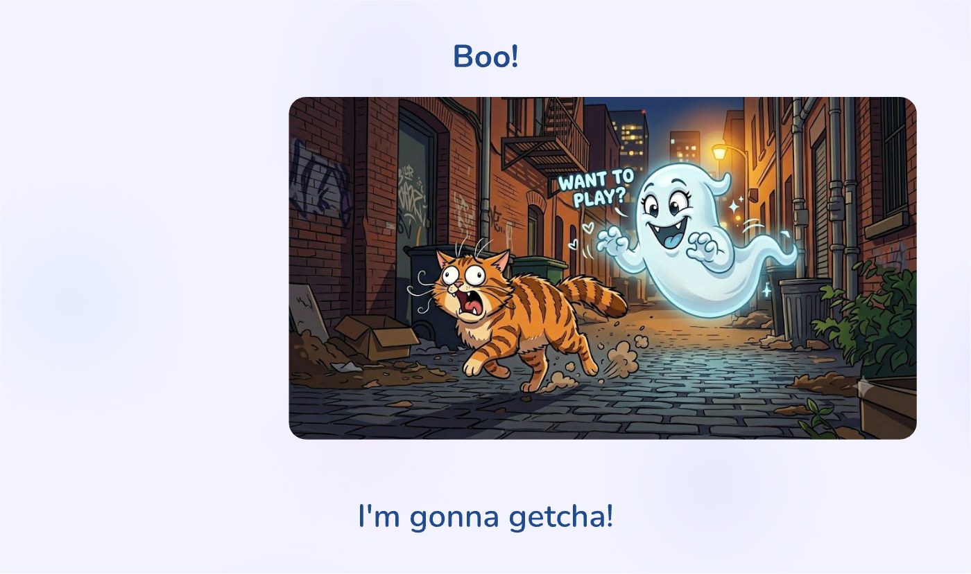 Front of the "Boo! I'm gonna Getcha!" devotional card