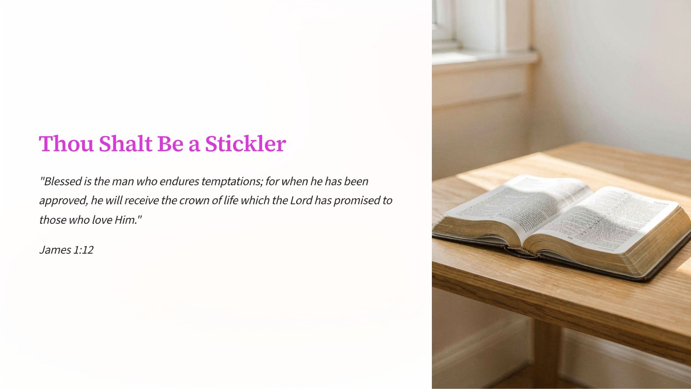 Front of the "Thou Shalt be a Stickler" devotional card