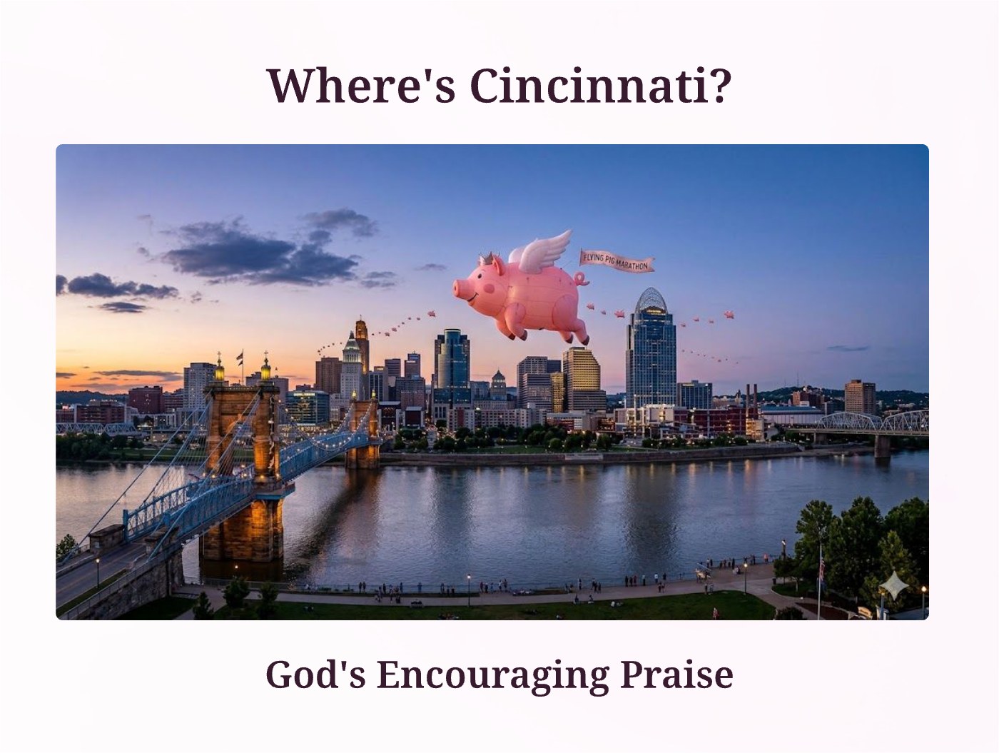 Front of the "Where's Cincinnati" devotional card