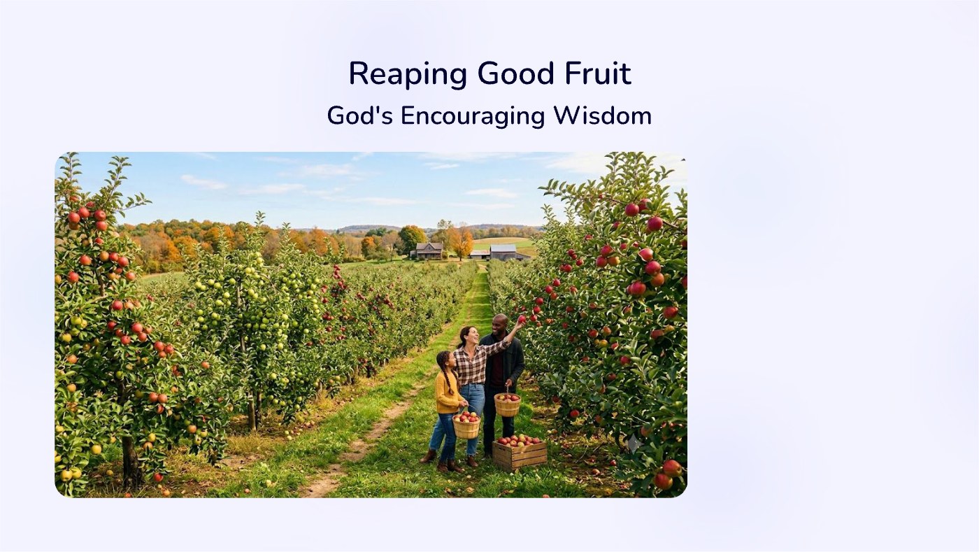 Front of the "Reaping Good Fruit" devotional card