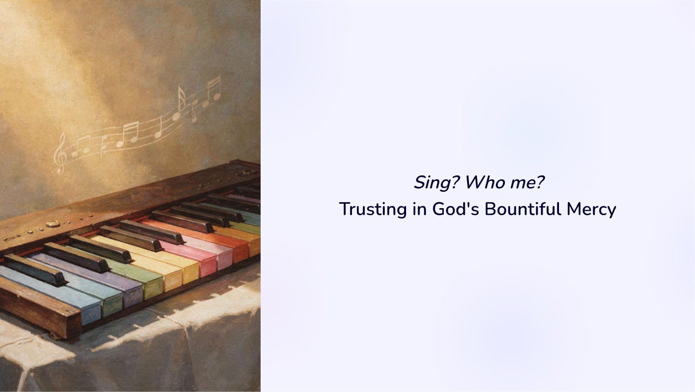Front of the "Sing, Who Me" devotional card