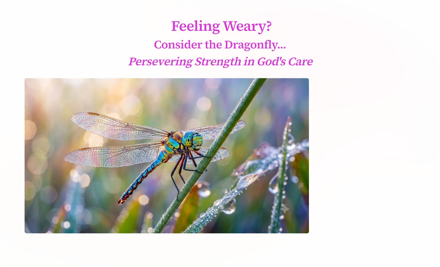 Front of the "Feeling Weary, Consider the Dragonfly" devotional card