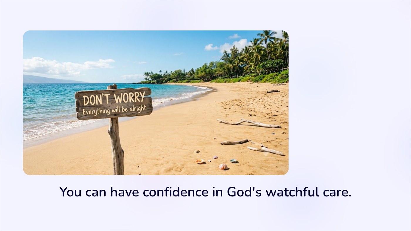 Front of the "Don't Worry" devotional card