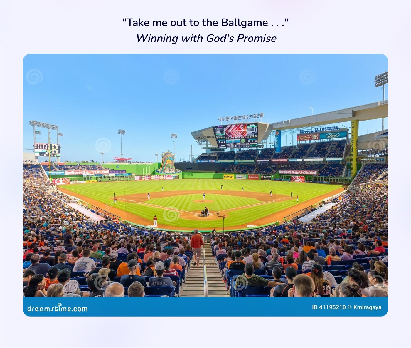 Front of the ""Take Me Out to the Ballgame..."" devotional card